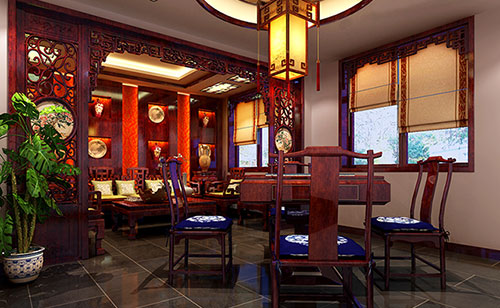 隆昌古典中式风格茶楼包间设计装修效果图